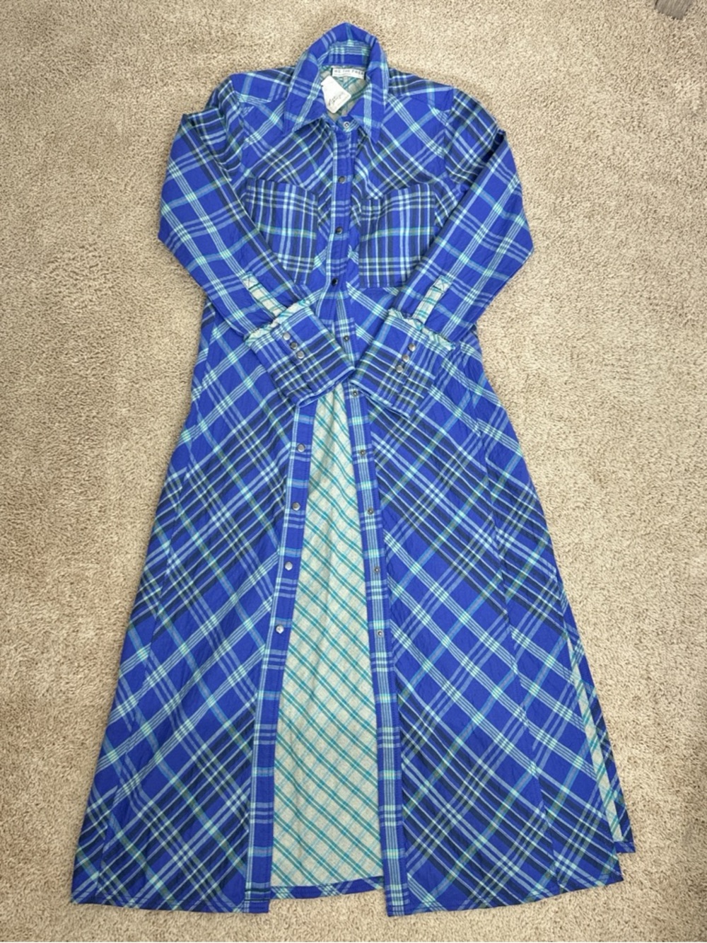 NWT Free People We The Free “Ruth” Long Shirt/Duster, Cobalt Blue, Size 4🏛️ - Picture 2 of 7